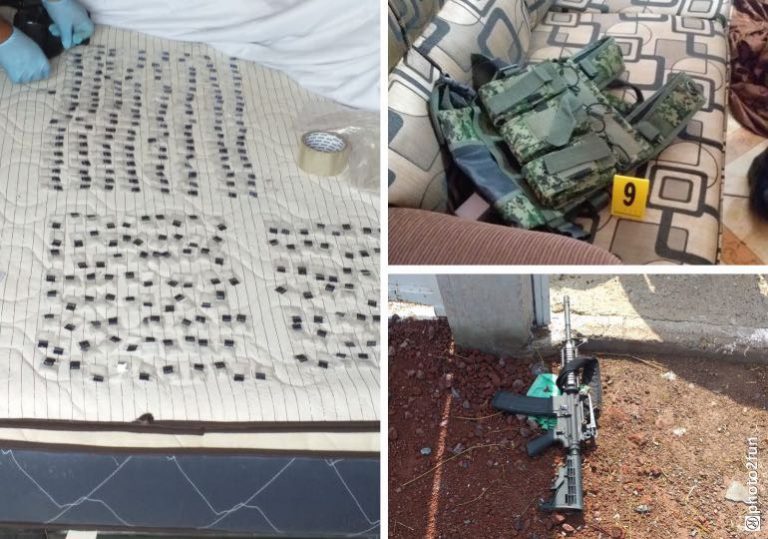 Decomisa FGR Armas, cartuchos y cientos de dosis de droga