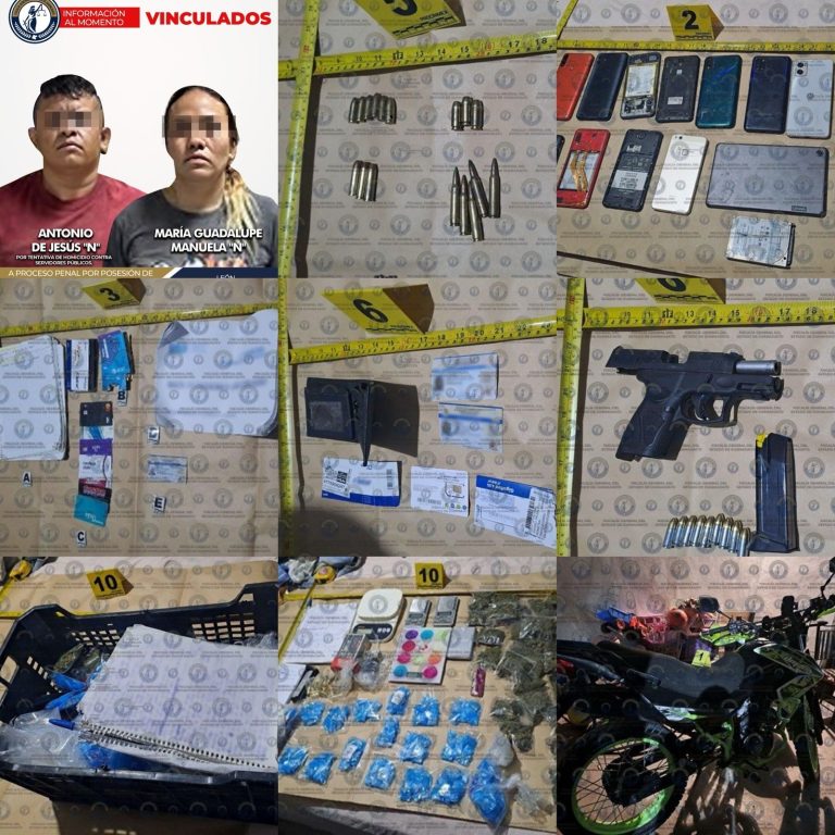 Cae pareja presuntamente dedicada al narcomenudeo durante cateo en León