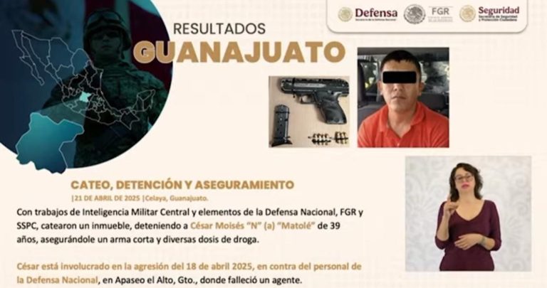 Detienen a presunto asesino de elemento de SEDENA