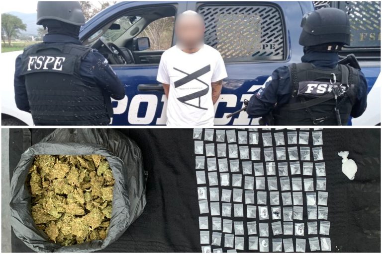 Asegura Secretaría de Seguridad y Paz más de mil 100 dosis de droga y detiene a presunto distribuidor en Yuriria