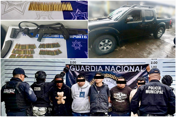 POLICÍA MUNICIPAL DE IRAPUATO Y GUARDIA NACIONAL LOGRAN LA DETENCIÓN DE CINCO PELIGROSOS SUJETOS