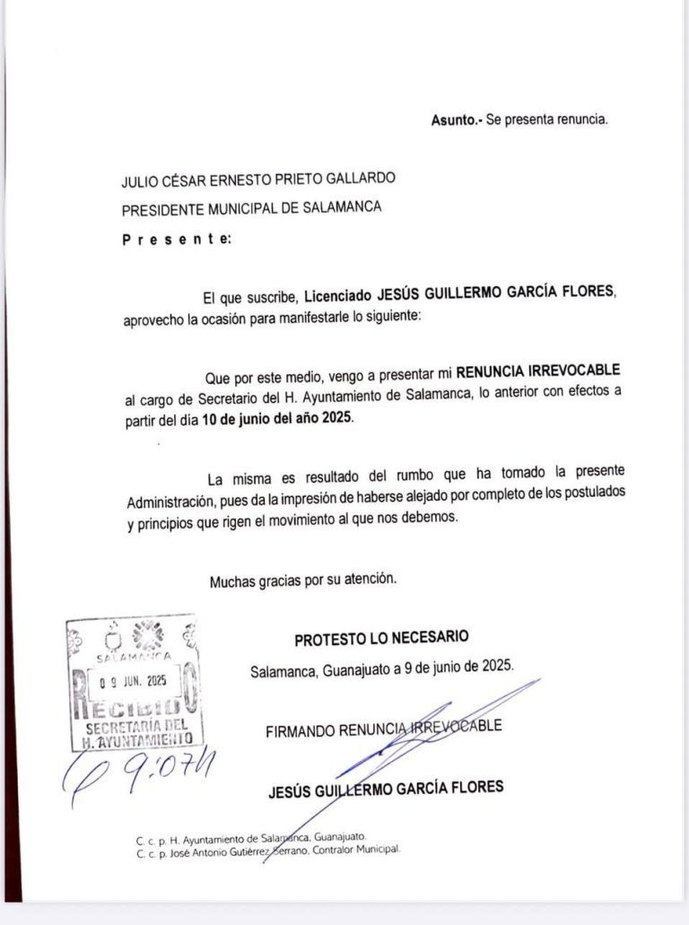 Renuncia Secretario del Ayuntamiento de Salamanca