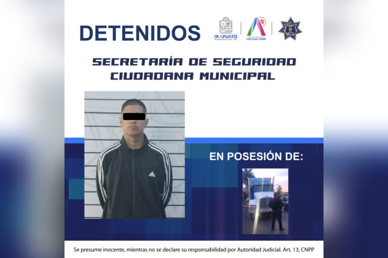 Recupera policía de Irapuato trailer con reporte de robo y detiene al conductor