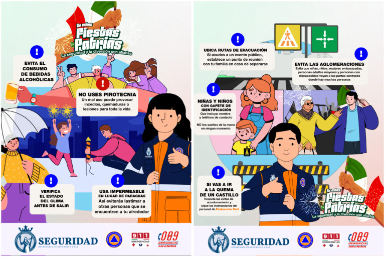 Exhorta Secretaría de Seguridad y Paz a celebrar fiestas patrias con responsabilidad y sin pirotecnia
