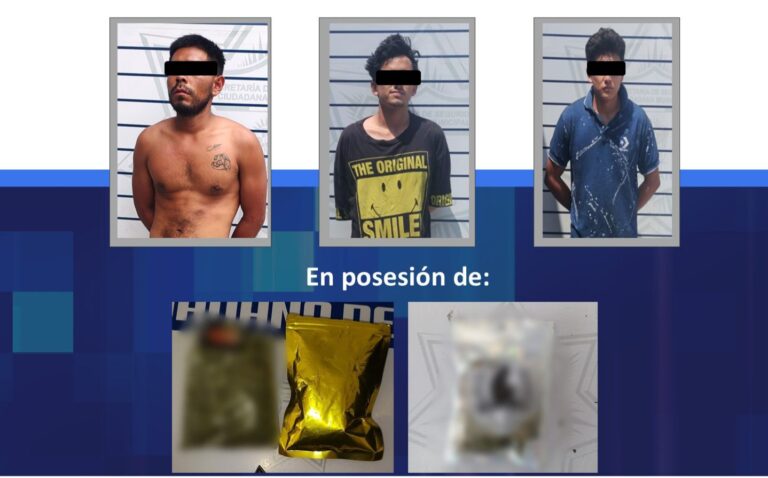 Policía de Irapuato detiene a 3 jóvenes con droga; uno de ellos con historial delictivo