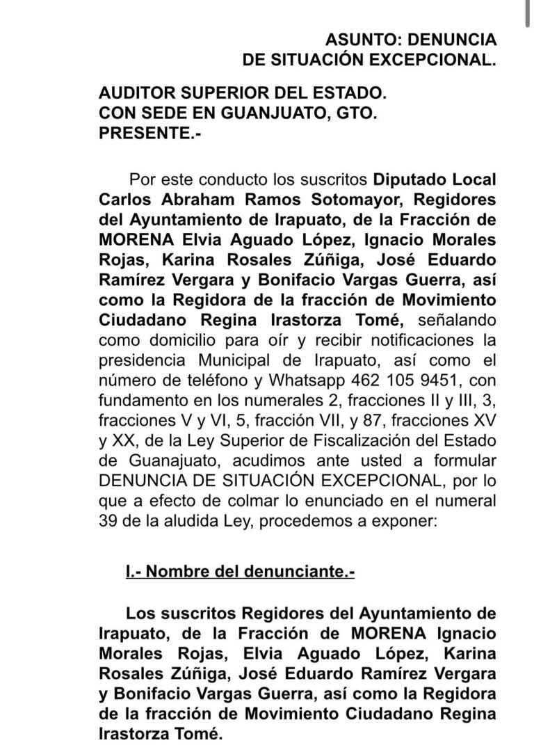 Morena y MC presentan denuncia contra arrendamiento de patrullas en Irapuato
