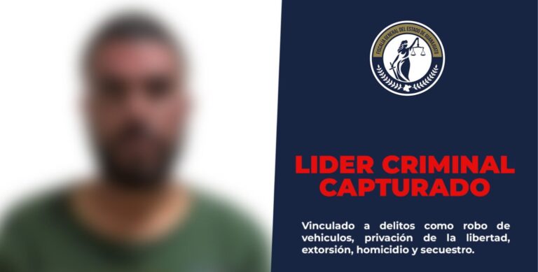 Fiscalía asegura líder criminal en Villagrán