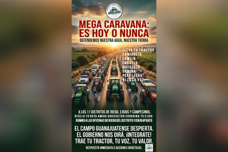 Movimiento Agrícola Campesino convoca a megacaravana rumbo al Distrito de Riego 011