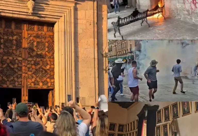 Protesta por asesinato de alcalde de Uruapan se torna violenta; toman Palacio de Gobierno de Michoacán