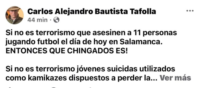 Diputado independiente por Michoacán califica como terrorismo la masacre en Salamanca