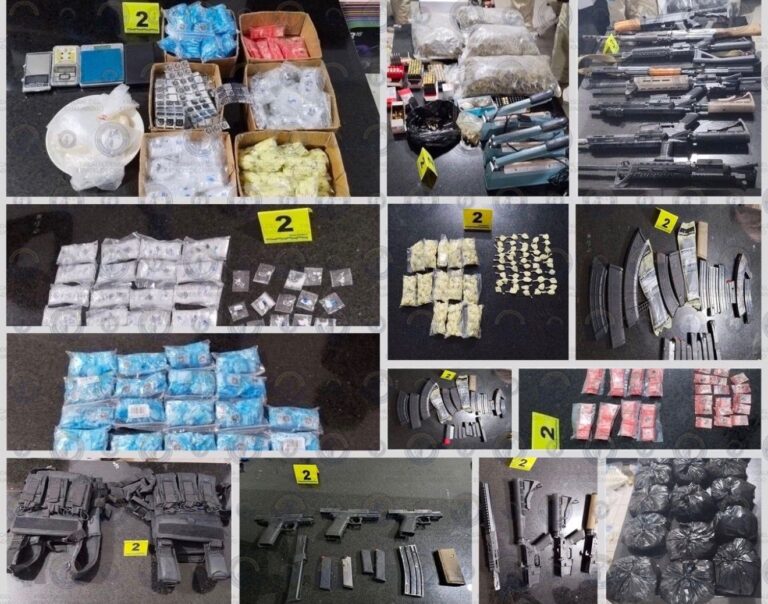 Asegura Fiscalía Estatal arsenal, droga y equipo táctico tras cateo en León