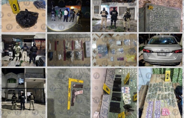 Cateos en León dejan 7 detenidos y aseguran drogas, armas, teléfonos y vehículos