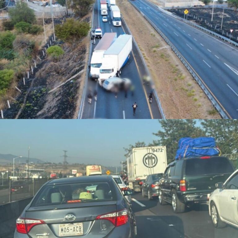 Choque entre tractocamiones paraliza la autopista Querétaro–Irapuato