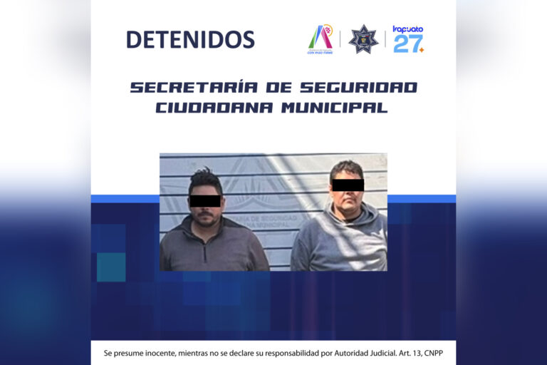 Policía de Irapuato detiene a do hombres por presunto asalto a laboratorio de análisis clínicos