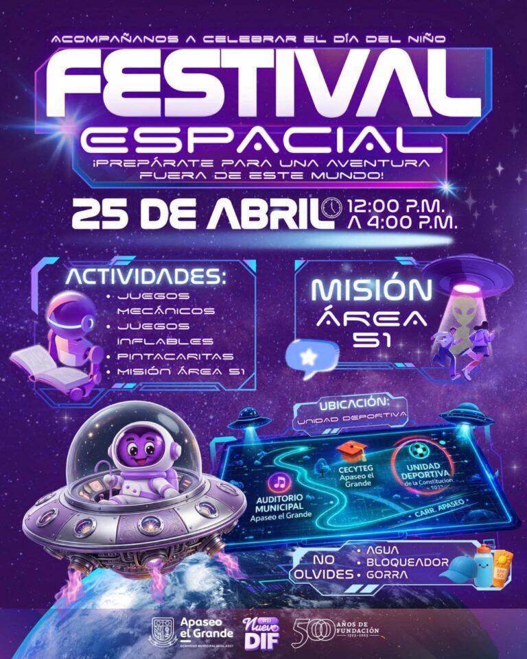 Niñas y niños vivirán una aventura fuera de este mundo en el Festival Espacial de Apaseo el Grande