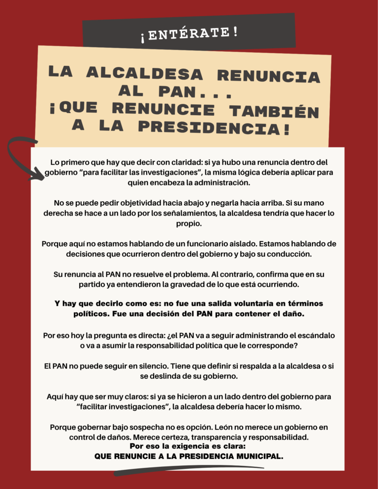Pide MORENA en León renuncia de Alejandra Gutiérrez al cargo