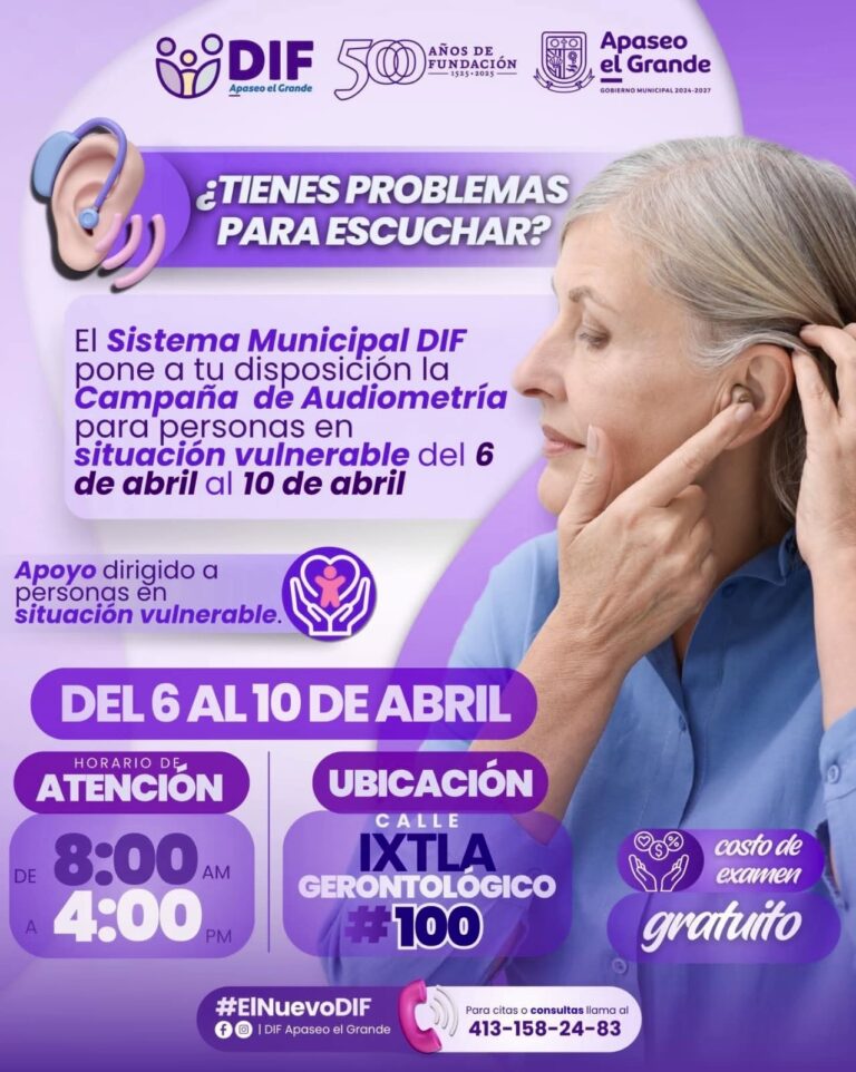 Lanza DIF Apaseo el Grande campaña de audiometría para adultos mayores