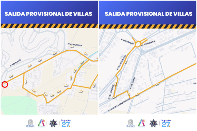 HABILITAN SALIDA ALTERNA EN VILLAS DE IRAPUATO POR OBRAS DE MODERNIZACIÓN