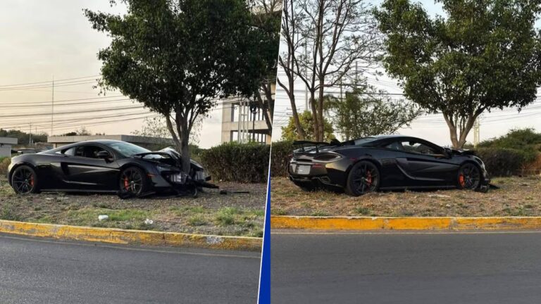 Abandonan McLaren de lujo tras chocarlo contra árbol en Querétaro