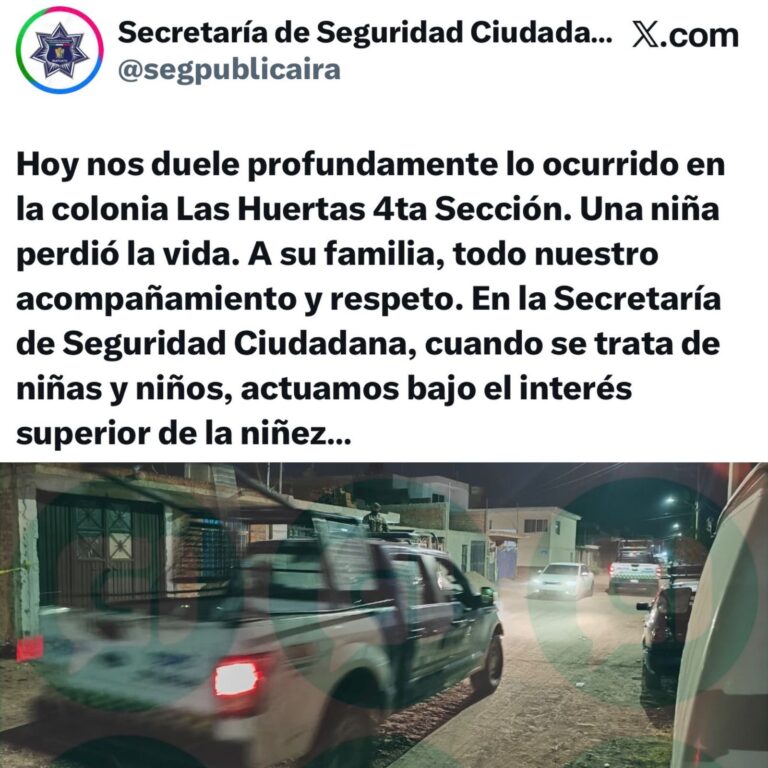 Lamenta SSC ataque donde murió niña de 3 años