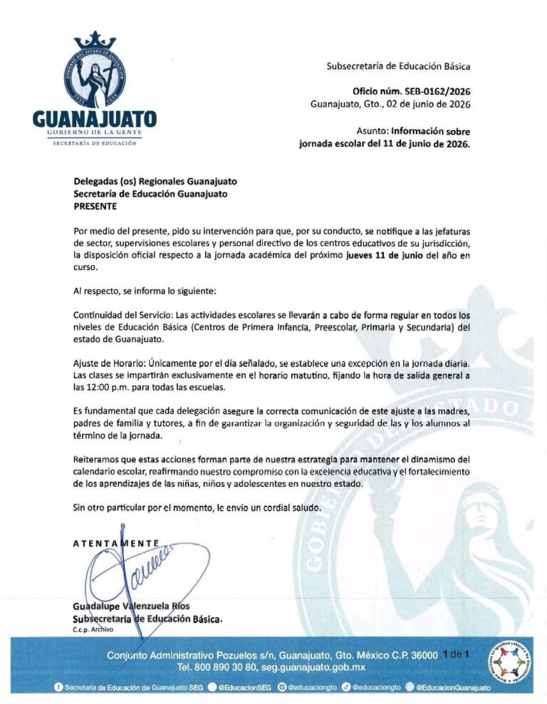 Escuelas de Guanajuato saldrán a las 12 del día por inauguración del Mundial 2026