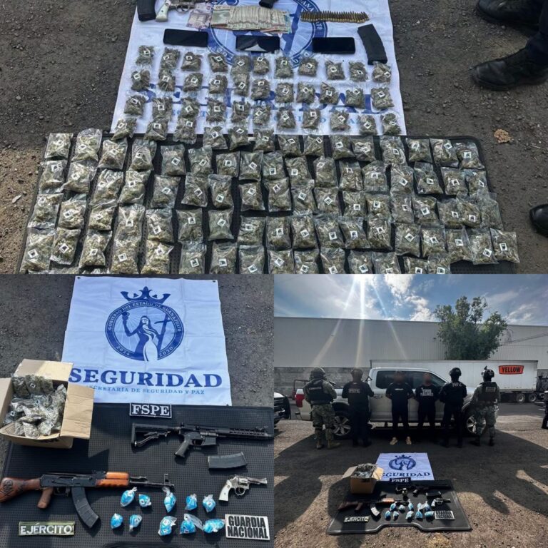 Aseguran tres armas y más de 660 dosis de droga en operativo en Pénjamo