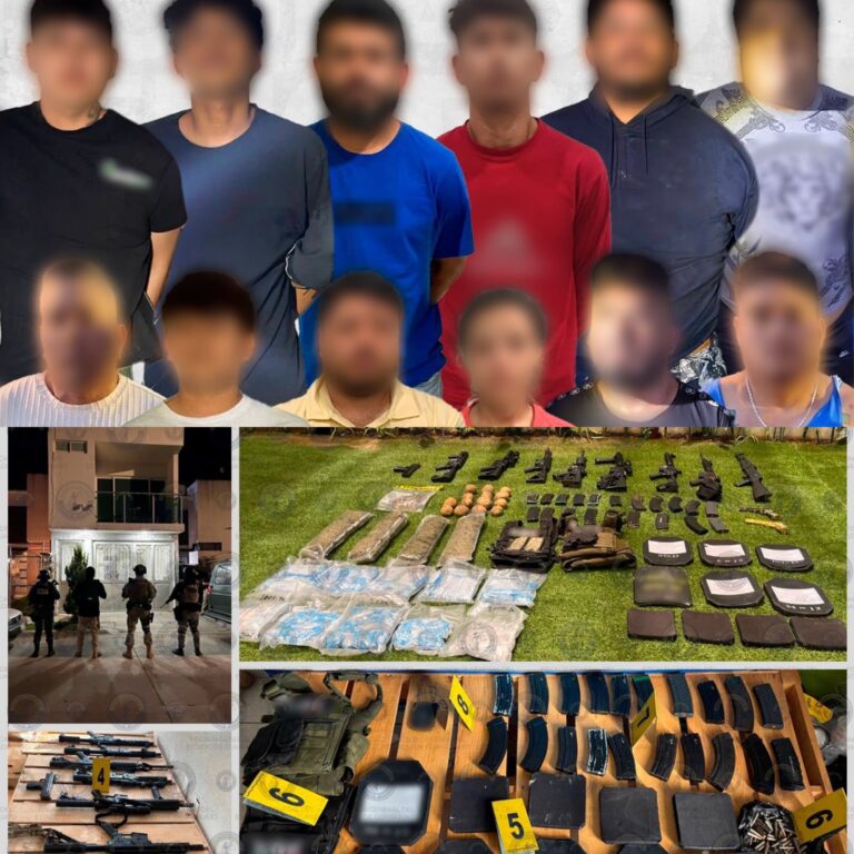 Golpe a grupo criminal en León: detienen a 12 y aseguran arsenal, droga y equipo táctico
