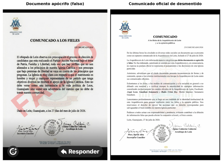 Arquidiócesis de León desmiente comunicado falso sobre proceso de selección de candidatos del PAN