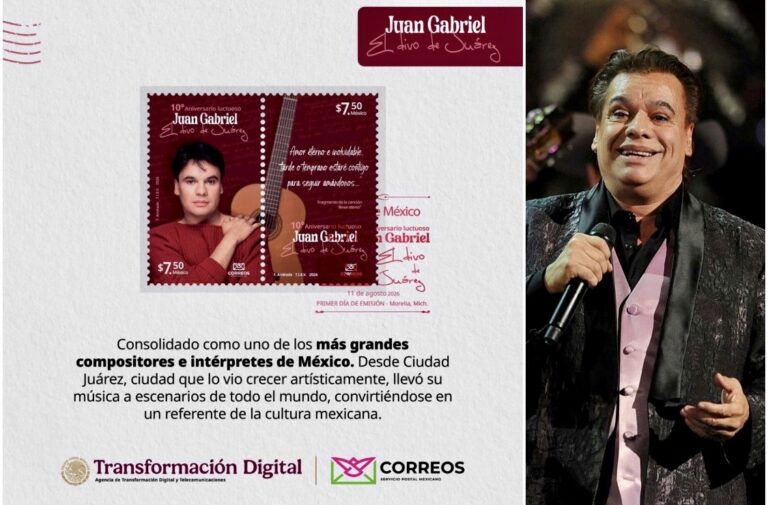 JUAN GABRIEL QUEDA INMORTALIZADO EN UNA ESTAMPILLA POSTAL A 10 AÑOS DE SU MUERTE