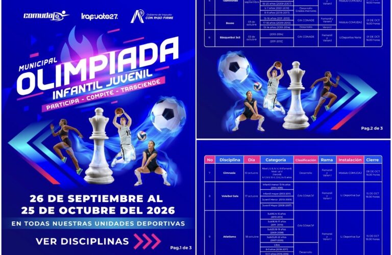EMPIEZA LA OLIMPIADA INFANTIL Y JUVENIL MUNICIPAL COMUDAJ IRAPUATO 2026
