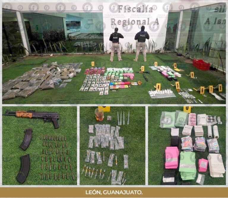 Decomisan droga, armas y cartuchos en León